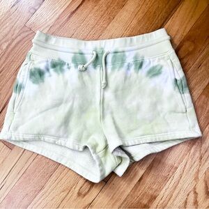 TNA Cream and Green Tie-Dye Athletic Shorts